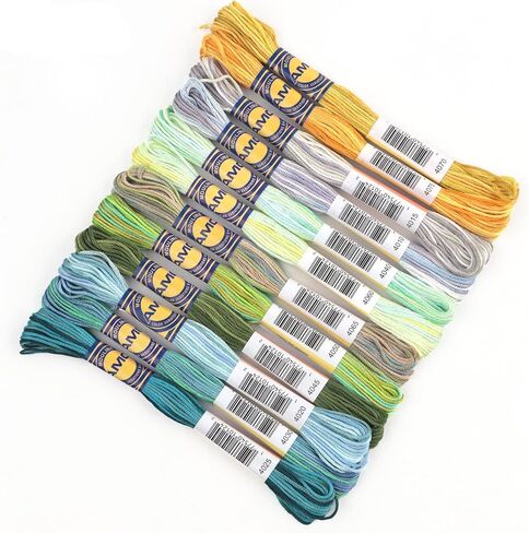 40 Skeins Variegated Mercerized Egyptian Cotton Rainbow Color for Embroidery Floss Cross Stitch Threads Friendship Bracelets Floss Craft Floss (40 Colors Set) in Kuwait