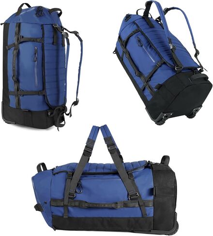 29" 86L Foldable Wheeled Duffle Bag, Waterproof Travel Rolling Backpack with Quilted Bottom, Army Green in Kuwait