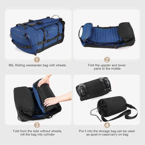 29" 86L Foldable Wheeled Duffle Bag, Waterproof Travel Rolling Backpack with Quilted Bottom, Army Green in Kuwait