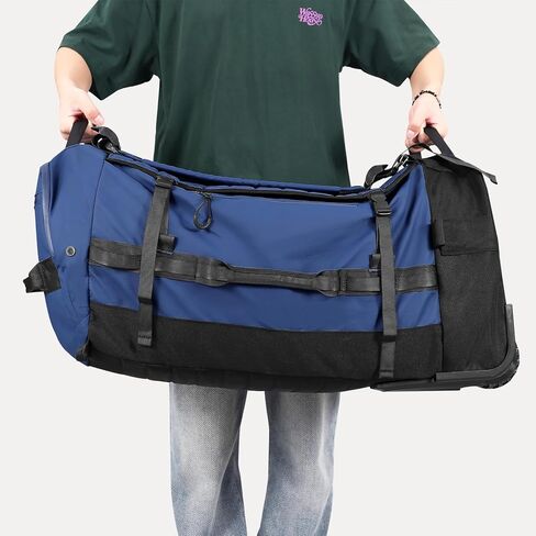 29" 86L Foldable Wheeled Duffle Bag, Waterproof Travel Rolling Backpack with Quilted Bottom, Army Green in Kuwait