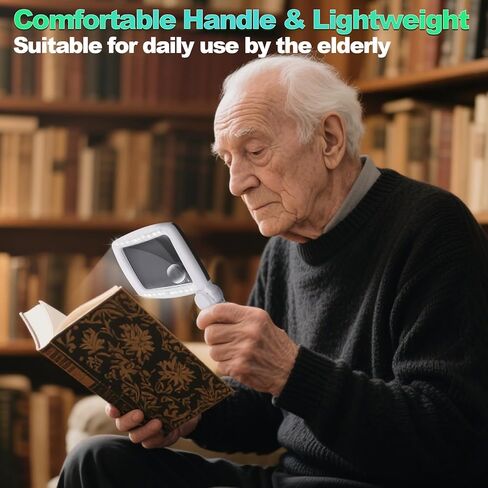 5X 10X 45X Magnifying Glass with Light Rechargeable Magnifying Glass for Reading 20 LED Light Adjusting Brightness Folding Handheld Magnifier for Books Small Print Ideal Gift for Seniors Elderly in Kuwait