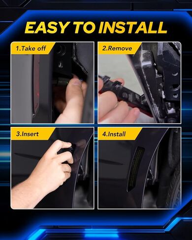 AUTOONE Upgraded Rear LED Side Marker Lights Compatible With Ford Mustang 2015-2023, White Parking Lamps, Smoked Lens Driver & Passenger Side Bumper Lights, 2PCS in Kuwait