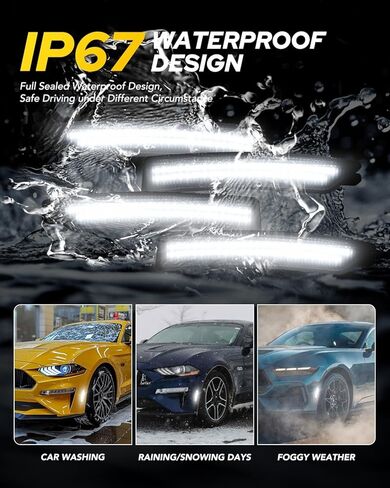 AUTOONE Upgraded Rear LED Side Marker Lights Compatible With Ford Mustang 2015-2023, White Parking Lamps, Smoked Lens Driver & Passenger Side Bumper Lights, 2PCS in Kuwait