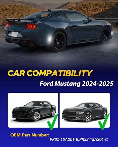 AUTOONE Upgraded Rear LED Side Marker Lights Compatible With Ford Mustang 2015-2023, White Parking Lamps, Smoked Lens Driver & Passenger Side Bumper Lights, 2PCS in Kuwait