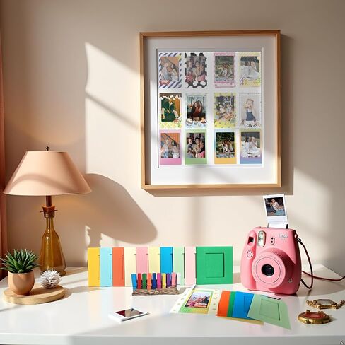 2x3 Mini Picture Accessory Kit ، لمجموعة عرض Fujifilm Instax 12-in-1 ، إطارات صور صغيرة مع أغلفة ، إطارات ورقية معلقة ، ملصقات حدودية مضحكة هدية كبيرة للكاميرا الصغيرة in Saudi Arabia