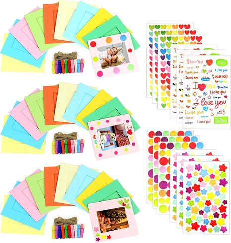 2x3 Mini Picture Accessory Kit ، لمجموعة عرض Fujifilm Instax 12-in-1 ، إطارات صور صغيرة مع أغلفة ، إطارات ورقية معلقة ، ملصقات حدودية مضحكة هدية كبيرة للكاميرا الصغيرة in Kuwait