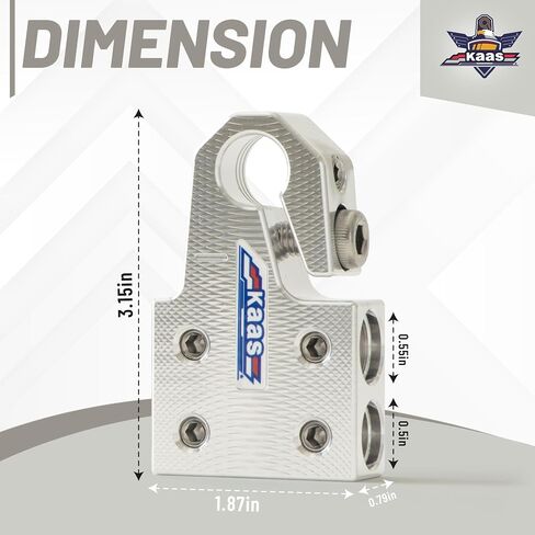 Kaas 8-Way Lead Acid Battery Terminal Connector, Metallic Silver, Positive and Negative Set, Heavy Duty Battery Terminals, for SAE/DIN/EN Tapered Top Post, Compatible with 8AWG to 4/0 AWG in Kuwait