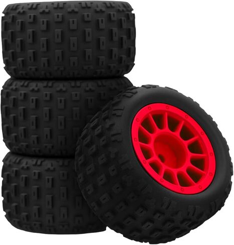 Rubber Pre Glued Wheel and Tires Plastic Rim Kit for 1/18 Granite Grom Series RC Car Upgrades Part Black in Saudi Arabia
