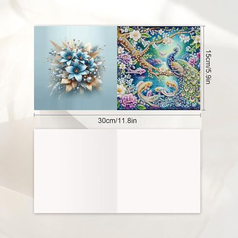 Jishshay 8 PCS Art Art Art Cards Diamond Paint Painting بطاقات المعايدة مجموعات فنية الماس للبالغين بطاقات عيد ميلاد البالغين بطاقات الطلاء الماس فارغة لعيد ميلاد العطلة مع مظروف الطيور in Saudi Arabia