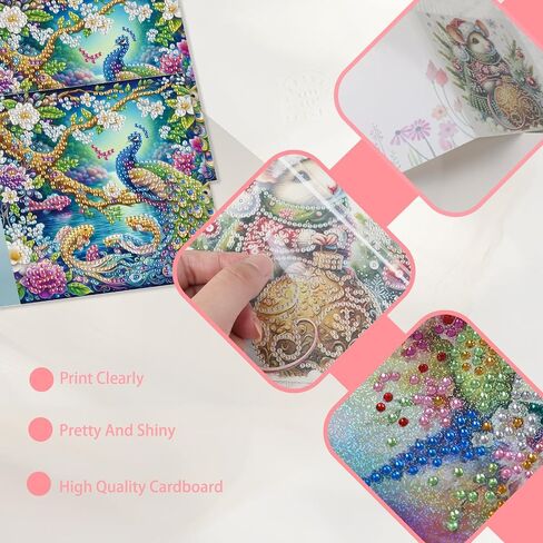 Jishshay 8 PCS Art Art Art Cards Diamond Paint Painting بطاقات المعايدة مجموعات فنية الماس للبالغين بطاقات عيد ميلاد البالغين بطاقات الطلاء الماس فارغة لعيد ميلاد العطلة مع مظروف الطيور in Saudi Arabia