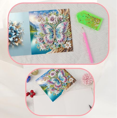 Jishshay 8 PCS Art Art Art Cards Diamond Paint Painting بطاقات المعايدة مجموعات فنية الماس للبالغين بطاقات عيد ميلاد البالغين بطاقات الطلاء الماس فارغة لعيد ميلاد العطلة مع مظروف الطيور in Saudi Arabia