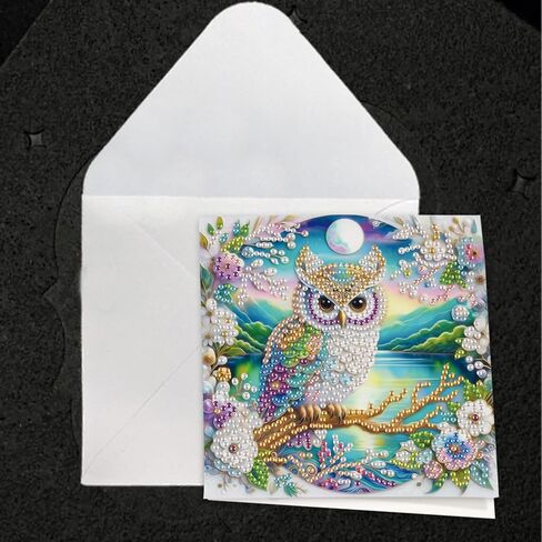 Jishshay 8 PCS Art Art Art Cards Diamond Paint Painting بطاقات المعايدة مجموعات فنية الماس للبالغين بطاقات عيد ميلاد البالغين بطاقات الطلاء الماس فارغة لعيد ميلاد العطلة مع مظروف الطيور in Saudi Arabia