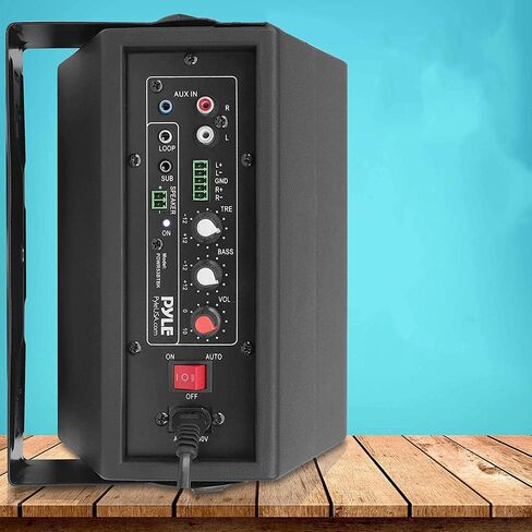 Pyle Wall Mount Home Speaker System - Active Passive Mountable Bookshelf Indoor Studio Garage Patio Stereo Sound Home Theater, Wireless Bluetooth Speaker Set W/Aux & RCA, White in Kuwait