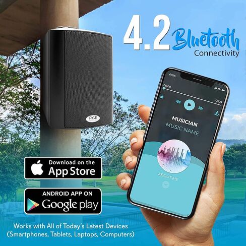 Pyle Wall Mount Home Speaker System - Active Passive Mountable Bookshelf Indoor Studio Garage Patio Stereo Sound Home Theater, Wireless Bluetooth Speaker Set W/Aux & RCA, White in Kuwait