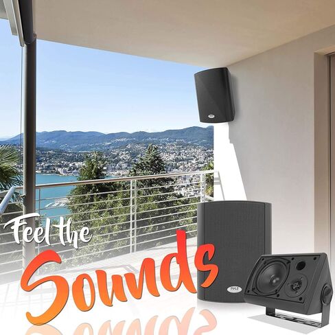 Pyle Wall Mount Home Speaker System - Active Passive Mountable Bookshelf Indoor Studio Garage Patio Stereo Sound Home Theater, Wireless Bluetooth Speaker Set W/Aux & RCA, White in Kuwait