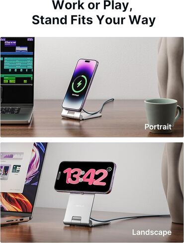 شاحن لاسلكي مغناطيسي JSAUX متوافق مع شاحن MagSafe/iPhone 16/16 Pro/16 Plus/16 Pro Max/iPhone 15 Pro Max Plus/iPhone 14 13 12 Series، لوحة شحن لاسلكية آمنة Mag، شاحن Mag (أزرق) in Kuwait