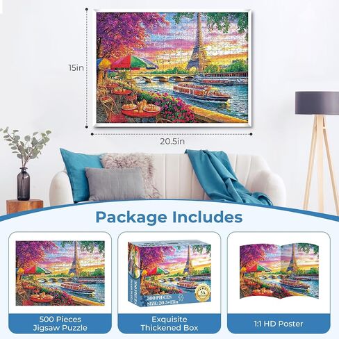 Puzzles for Adults 500 Pieces,Hawaiian Sunset Beach Puzzle for Adults,500 Pieces Tropical Ocean Sunrise Puzzles,Beach Chair Jigsaw Puzzle,Perfect for Game Night Giving Puzzle,20.5x15 in in Kuwait
