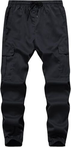Mens Casual Cargo Pants Joggers Pants Workout Pants Multi Pockets in Kuwait