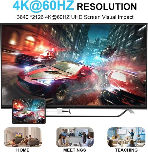 Apple USB C to HDMI Adapter for iPhone 15/16 to TV, 4K@60Hz USB-C Digital AV Multiport Adapter with PD 100W & USB3.1, MFi Certified Type C to HDMI Dongle for iPad Pro, MacBook Air/Pro (Grey) in Saudi Arabia
