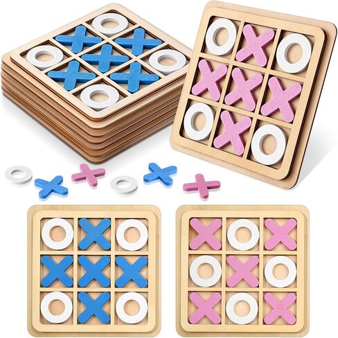 MeOoeck 6 قطع من Wooden Tic Tac Toe Game Mini Board Game Xo Chess Board Toys Family Toys Party Party Favors ، Goody Bag Stuffers (Classic Color) in Saudi Arabia