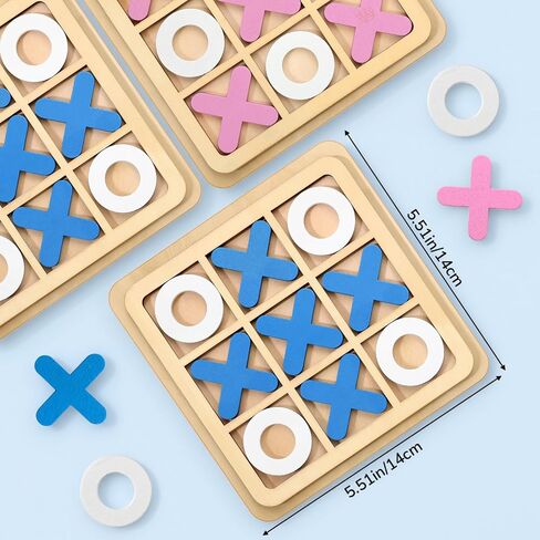 MeOoeck 6 قطع من Wooden Tic Tac Toe Game Mini Board Game Xo Chess Board Toys Family Toys Party Party Favors ، Goody Bag Stuffers (Classic Color) in Saudi Arabia