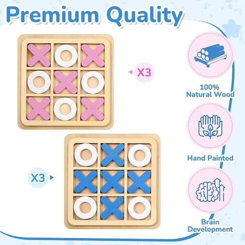 MeOoeck 6 قطع من Wooden Tic Tac Toe Game Mini Board Game Xo Chess Board Toys Family Toys Party Party Favors ، Goody Bag Stuffers (Classic Color) in Saudi Arabia