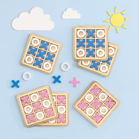 MeOoeck 6 قطع من Wooden Tic Tac Toe Game Mini Board Game Xo Chess Board Toys Family Toys Party Party Favors ، Goody Bag Stuffers (Classic Color) in Saudi Arabia