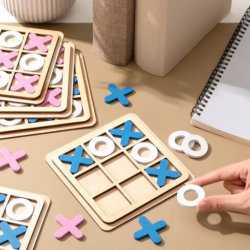 MeOoeck 6 قطع من Wooden Tic Tac Toe Game Mini Board Game Xo Chess Board Toys Family Toys Party Party Favors ، Goody Bag Stuffers (Classic Color) in Saudi Arabia