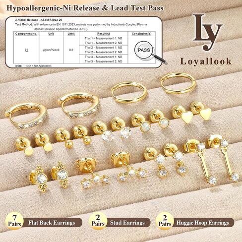 أقراط Loyallook Hypoallergenic المسطحة للنساء العصرية 20G جراحية أقراط الفولاذ المقاوم للصدأ الجراحية in Saudi Arabia