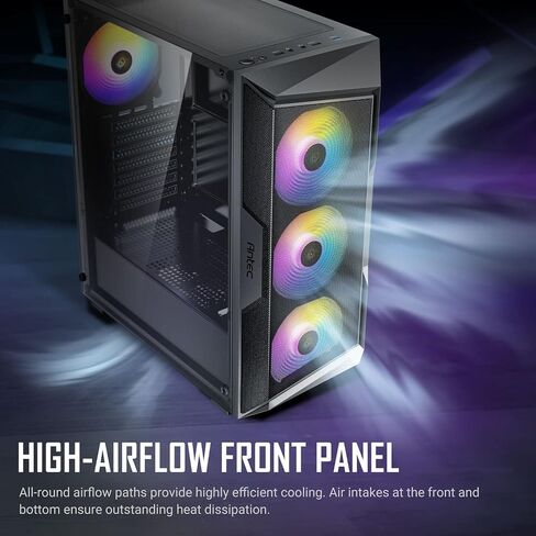 Antec AX1000 ArgB ، 4 × 140 مم من عشاق ArgB PWM ، وحدة تحكم المروحة ، ما يصل إلى 9 مراوح في وقت واحد ، من النوع C 3.2 ، لوحة جانبية زجاجية كاملة ، دعم الرادياتير 360 ملم ، حالة أجهزة كمبيوتر ATX متوسطة السبر ، in Kuwait