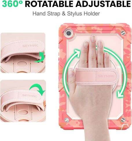 حافظة SEYMAC لهاتف Samsung Galaxy Tab A9+/ A9 Plus مقاس 11 بوصة 2023 (SM-X210/X216/X218)، حافظة واقية شديدة التحمل مقاومة للصدمات مع واقي شاشة، حامل دوار وحزام يد/كتف، أسود in Kuwait