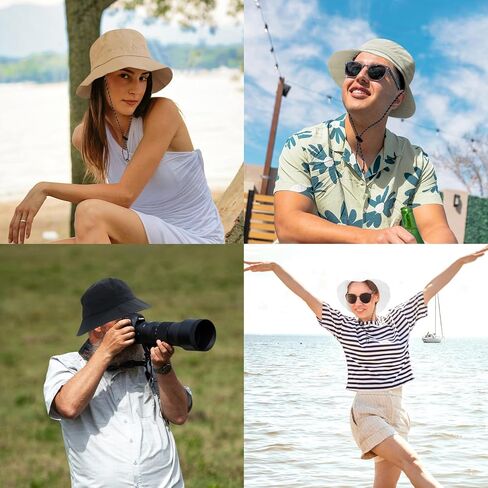 Bucket Hats for Men Woman Summer Outdoor Cotton Sun Hat Travel Fishing Beach Packable Hat White in Saudi Arabia