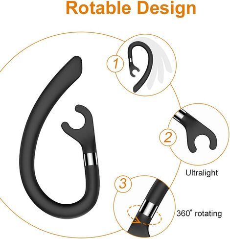 6 Pack Replacement Ear Hook Universal Small Clamp Loop Clip for Other Bluetooth Headset(Black) in Saudi Arabia