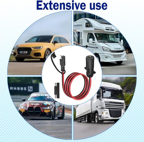 7 Way Trailer Slop إلى 2 Pin Sae Power Supply ، 7 Pin Round RV Trailer Slop to 10 AWG SAE Cable 12V مع محول عكسي لمقطورات شاحنة RV (1.96 قدم) in Kuwait