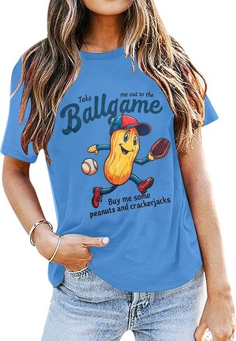ALLTB Baseball Shirts Women Funny Baseball Mom Shirt Ballgame Graphic Tshirt Game Day Fan Tee Casual Short Sleeve Top in Kuwait