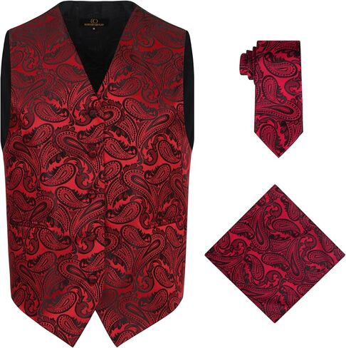 أوليفر جورج مينس 3pc بدلة صدرية رسمية فستان فستان الأزهار بيزلي ونيكتي جيب مربع مجموعة الزفاف in Kuwait