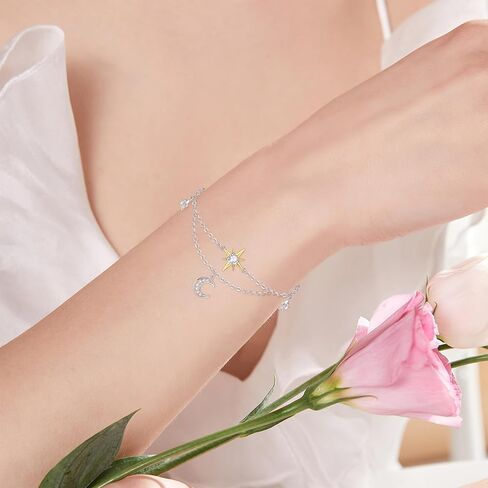 Palpitate Sun Moon Star Anklet Moon و Star Onkle Bracelets Moon Moon Jewelry Hompts chain the expliable the foot bead for women in Kuwait