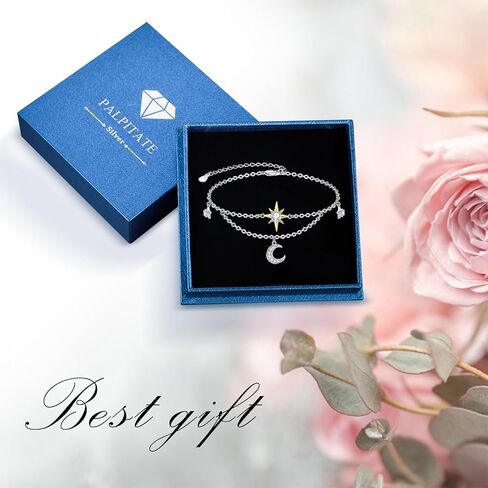 Palpitate Sun Moon Star Anklet Moon و Star Onkle Bracelets Moon Moon Jewelry Hompts chain the expliable the foot bead for women in Kuwait