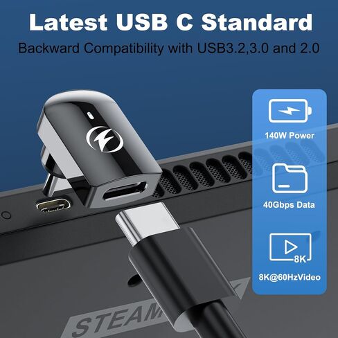 USB C Magnetic Adapter, 2 Pack, 24Pin Straight PD140w USBC 4 40Gbps 8K 60Hz in Kuwait