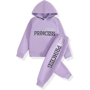 فتيات صغيرات فتيات بانت مجموعة هوديي الأكمام الطويلة السقوط ملابس التعرق مجموعات ملابس الفتيات 2 قطعة in Kuwait