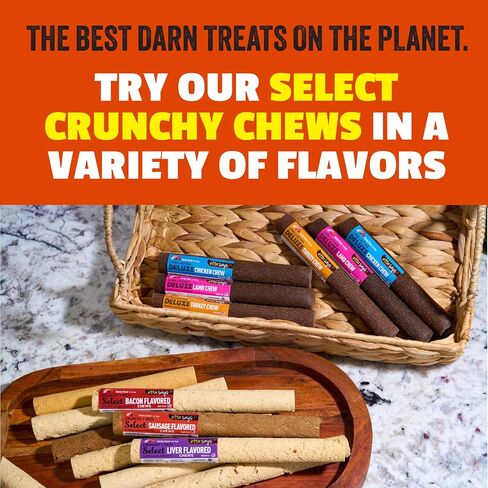 etta says! 7" Select Crunchy Dog Chews - Rawhide-Free Dog Treats - Made in The USA - Odor-Free, All-Natural Ingredients - for Moderate Chewers - Variety - 12 Pack in Kuwait