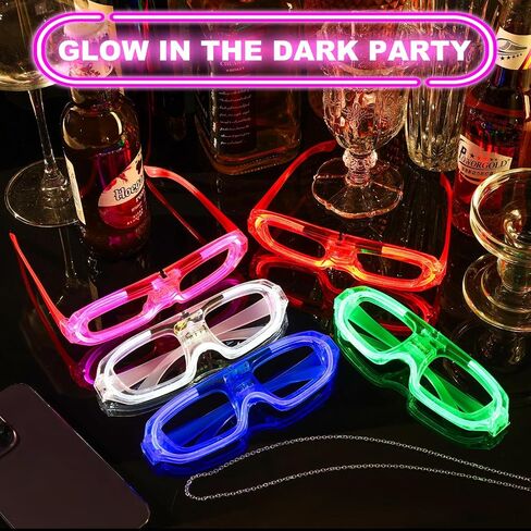 25 PCS LED Glasses Party Favors Light Up Glasses, 5 Neon Colors Flashing Sunglasses, Toy Sticks Glow in The Dark Party Supplies, Accessories for Kids Adult Fit All Size, Birthday Wedding Christmas in Saudi Arabia
