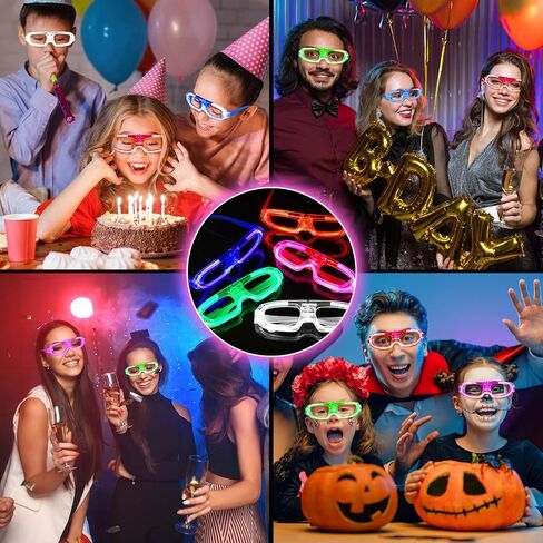 25 PCS LED Glasses Party Favors Light Up Glasses, 5 Neon Colors Flashing Sunglasses, Toy Sticks Glow in The Dark Party Supplies, Accessories for Kids Adult Fit All Size, Birthday Wedding Christmas in Saudi Arabia