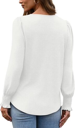 XIEERDUO Blouses for Women Dressy Casual Long Sleeve Shirts Fashion Clothing Puff Sleeve Tunic Tops with Smocked Cuffs in Saudi Arabia