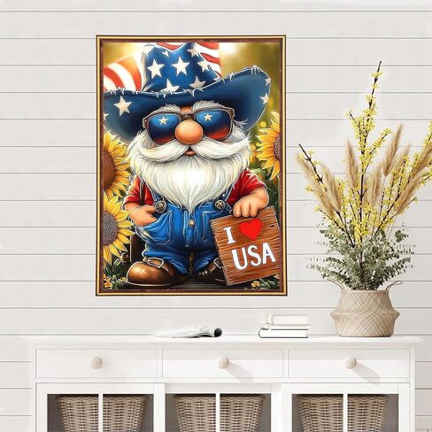 MEIYUDA Independence Day Eagle Diamond Painting Kits, DIY 4th of July Round Diamond Art Kits for Adults, American Flag Full Drill Diamonds Painting Gem Art for Home Wall Decor 12x12in in Saudi Arabia