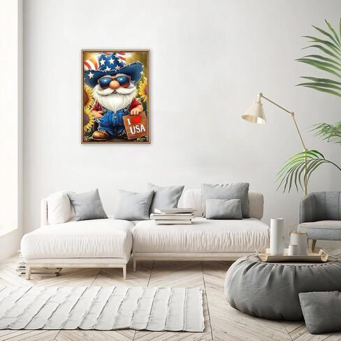 MEIYUDA Independence Day Eagle Diamond Painting Kits, DIY 4th of July Round Diamond Art Kits for Adults, American Flag Full Drill Diamonds Painting Gem Art for Home Wall Decor 12x12in in Saudi Arabia