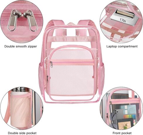 حقيبة ظهر واضحة ، شكل قوي على الظهر ، حقيبة ظهر واضحة ، حقائب ظهر شفافة غير رسمية ، للملعب ، العمل ، السفر (الأزرق) in Kuwait