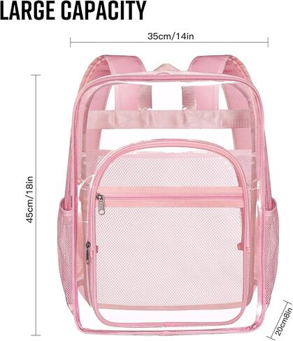 حقيبة ظهر واضحة ، شكل قوي على الظهر ، حقيبة ظهر واضحة ، حقائب ظهر شفافة غير رسمية ، للملعب ، العمل ، السفر (الأزرق) in Kuwait