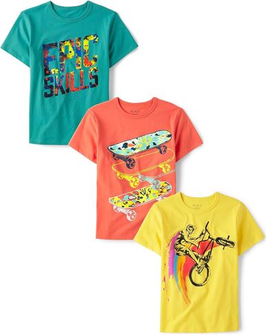 The Children's Place ، Boys ، Gamer Short Sleeve Graphic Therts ، Multipacks ، Pizza/Next Sly in Saudi Arabia