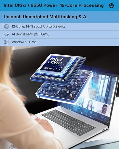 HP 17 Touch Scency Captop for Business ، Intel Ultra 7 255U ، Intel AI Boost (12 NPU TOPS) ، 64 GB DDR5 ، 4 TB SSD ، 17.3 HD+ TOUCH in Kuwait